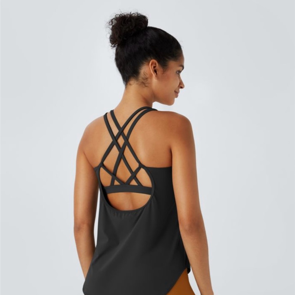 Halara UltraSculpt™ U Neck Backless Crisscross Curved Hem Running Tank Top